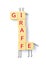 giraffe word written in cube, letter blocks arranges into GIRAFFE word and adding doodle pencil lines of ears