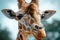 Giraffes beauty revealed in a close up photography composition