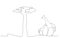 Giraffes family silhouette on white background african animal line drawing vector