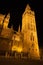 Giralda of Seville illuminated at night. Spain