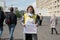 Girl-activist standing in the picket with placards with the inscription: defrauded real estate investors - the shame of Russia