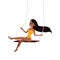 Girl Aerial Gymnast on Swing Cartoon Character