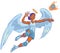 Girl Angel Mascot Spiking Volleyball Vector Cartoon Illustration