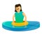 Girl in aquapark pool icon, cartoon style