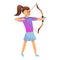 Girl archer icon, cartoon style