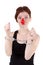 Girl as mime with red nose