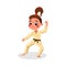 Girl Athlete Practicing Karate, Kid in Sports Uniform Doing Physical Exercise, Active Healthy Lifestyle Concept Cartoon