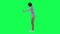 A girl with athletic body, figure and thin in green screen with tall height and