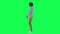 A girl with athletic body, figure and thin in green screen with tall height and