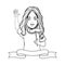 Girl avatar portrait cartoon character black and white