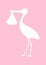 Girl Baby Card With Stork Silhouette