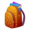 Girl backpack icon, cartoon style