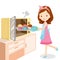 Girl Baking Cupcake