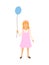 Girl with Balloon in Hands Isolated Child Toy