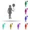 Girl with balloon silhouette multi color style icon. Simple glyph, flat vector of children icons for ui and ux, website or mobile