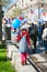 Girl with balloon takes part in the May day demonstration in Volgograd