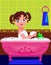 Girl bathes in a bath