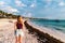 Girl at Bavaro Beaches in Punta Cana, Dominican Republic