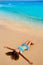 Girl on the beach Fuerteventura at Canary Islands