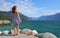 Girl at the beach of garda lake