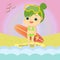 Girl on the beach Mascot cartoon great for any use. Vector EPS10.