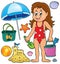 Girl and beach related objects theme set