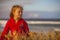 Girl at the Beach in Wild Grass