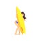 Girl Behind Yellow Surfboard