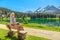 girl on bench of Arosa