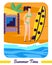 Girl in Bikini Hold Surfer Board Stand at Seaside