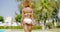 Girl in Bikini Walking To Swimming Pool