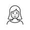 Girl with Blackhead, Acne, Rash on Face Line Icon. Woman with Pimples Linear Pictogram. Allergy, Inflammation Skin