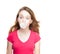 Girl blowing bubble from chewing gum