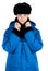 Girl at blue quilted coat