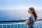 Girl in boat railing at Formentera Ibiza