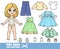 Girl with with bob hairstyle and clothes separately - dresses, long sleeve, shirts, jeans and sneakers doll for dressing