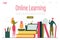 Girl on Books with Notebook Online Learning Banner