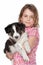 Girl and border collie puppy