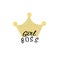``Girl Boss`` vector calligraphy hand brush letters. Gold shining crown. Design for postcard, greeting card, print, t-shirt