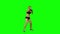Girl boxer sends frequent blows to the enemy. Green screen