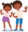 Girl and boy african americans welcome and show sign okay