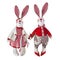 Girl and boy bunny doll in vintage style