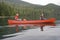 Girl and boy canoeing