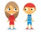 Girl and Boy Cartoon Character Children Icons