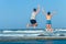 Girl Boy Jump Leap Beach Ocean Tidal Pool