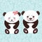 Girl and boy Kawaii funny panda white muzzle with