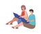 Girl and boy with laptops vector design