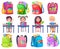Girl and Boy Studying, Backpack Sticker Vector