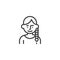 Girl with braid hair line icon
