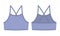 Girl bralette technical sketch. Cool blue color. Women`s top bra